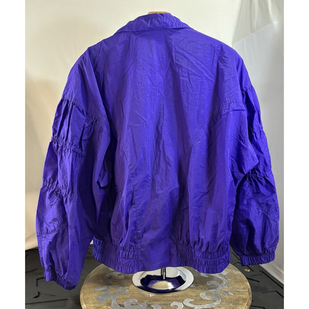 Vintage 90s Purple Windbreaker Jacket Womens L Nylon Retro Track - Picture 9 of 15
